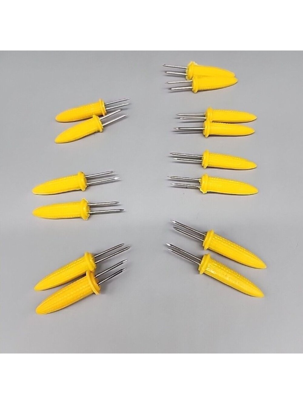 Vintage Corn Cob Holders Skewers Collectible Lot Of 14 Yellow Plastic Set For 7